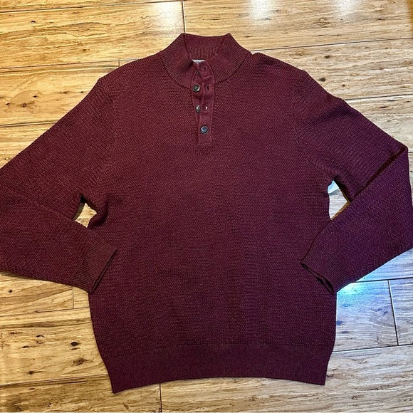 NWT Jos A Bank Sweater Mens XL Red Maroon Long Sleeve Sweater 100% Cotton‎ - Picture 1 of 8